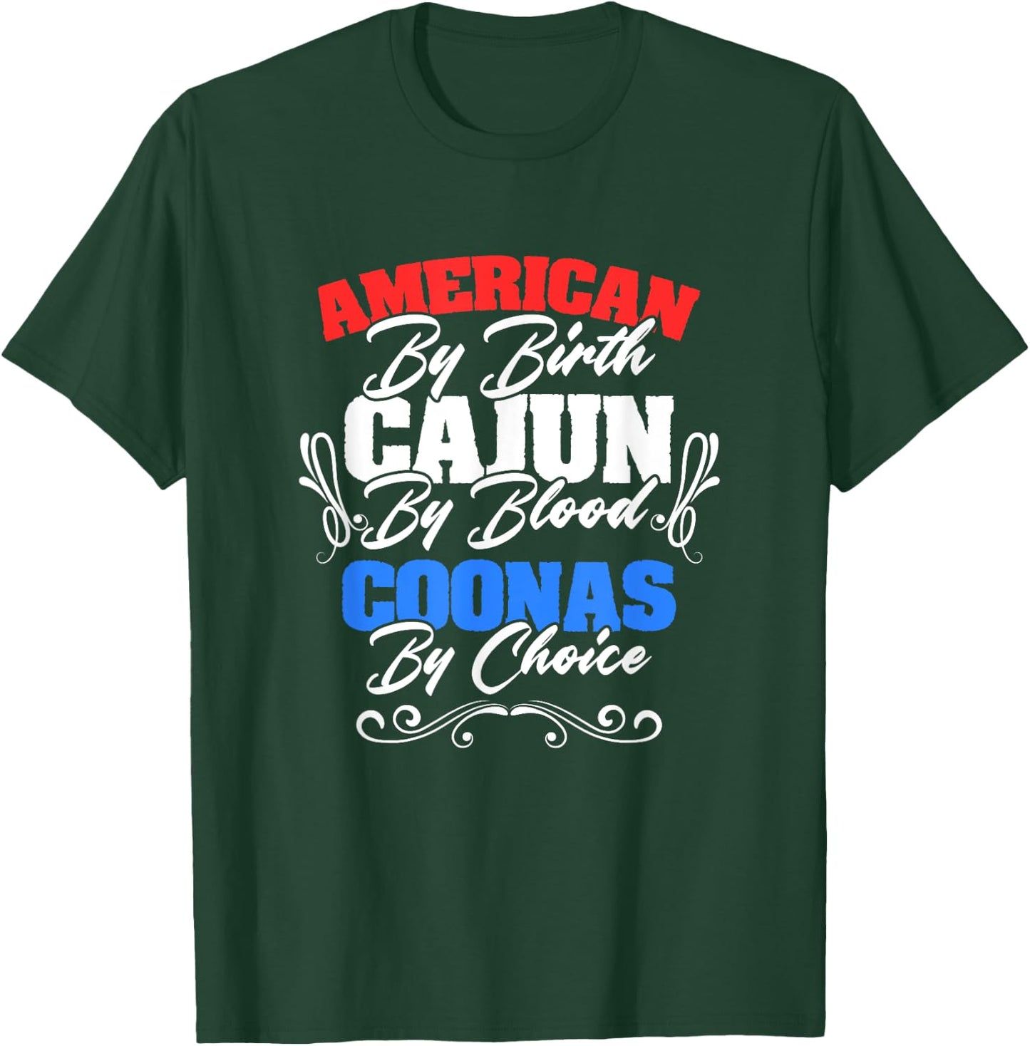 American Cajun Coonas American Louisiana Crawfish Cajun T-Shirt - T-Shirt | Forest