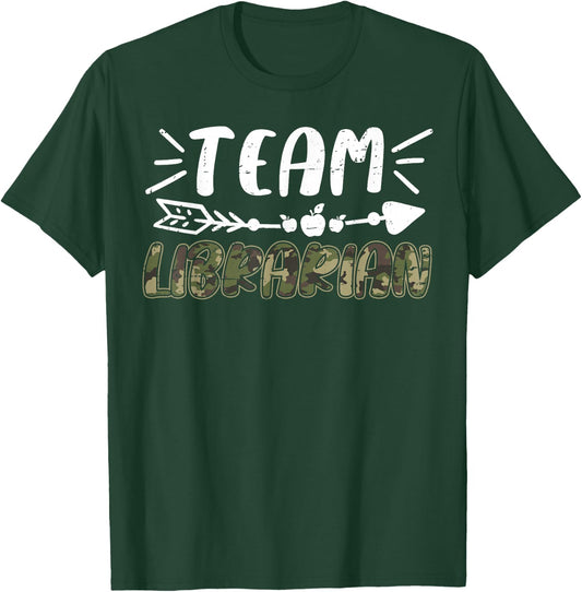 Funny Team Librarian Camo Teacher Student Back To School T-Shirt - T-Shirt | Forest