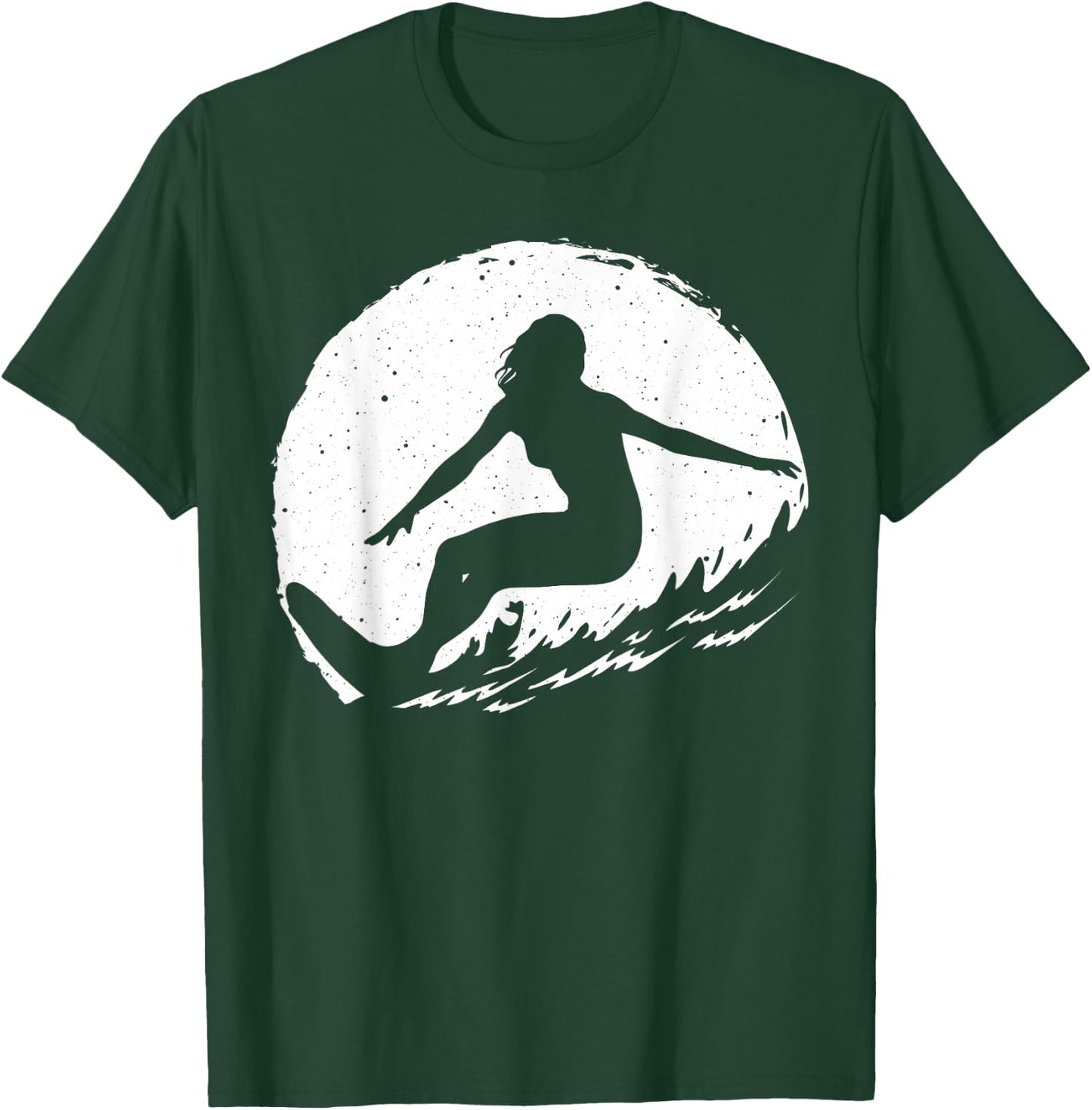 Surf Art Girls Beach Surfer Hawaiian Wave Surfing T-Shirt - T-Shirt | Forest