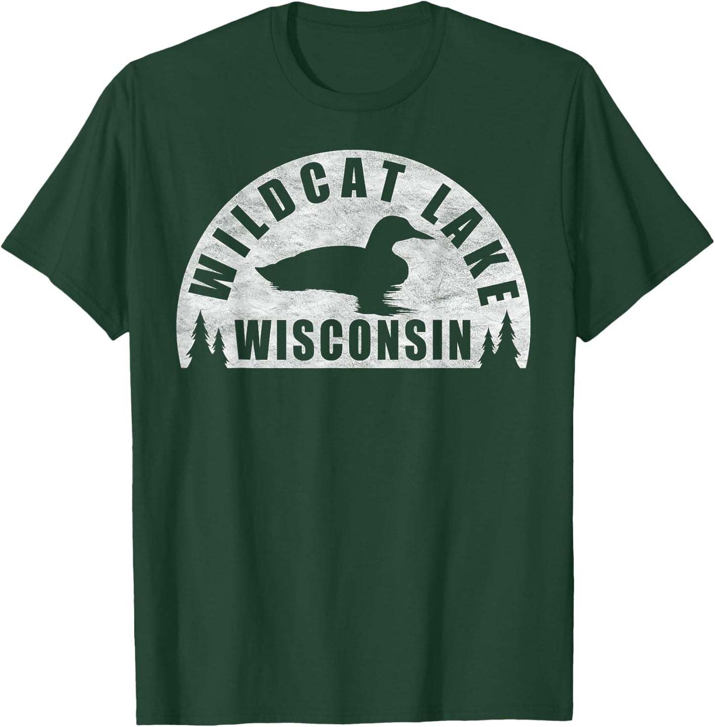 Wildcat Lake Northern Wisconsin Loon Women Girls Kids T-Shirt - T-Shirt | Forest