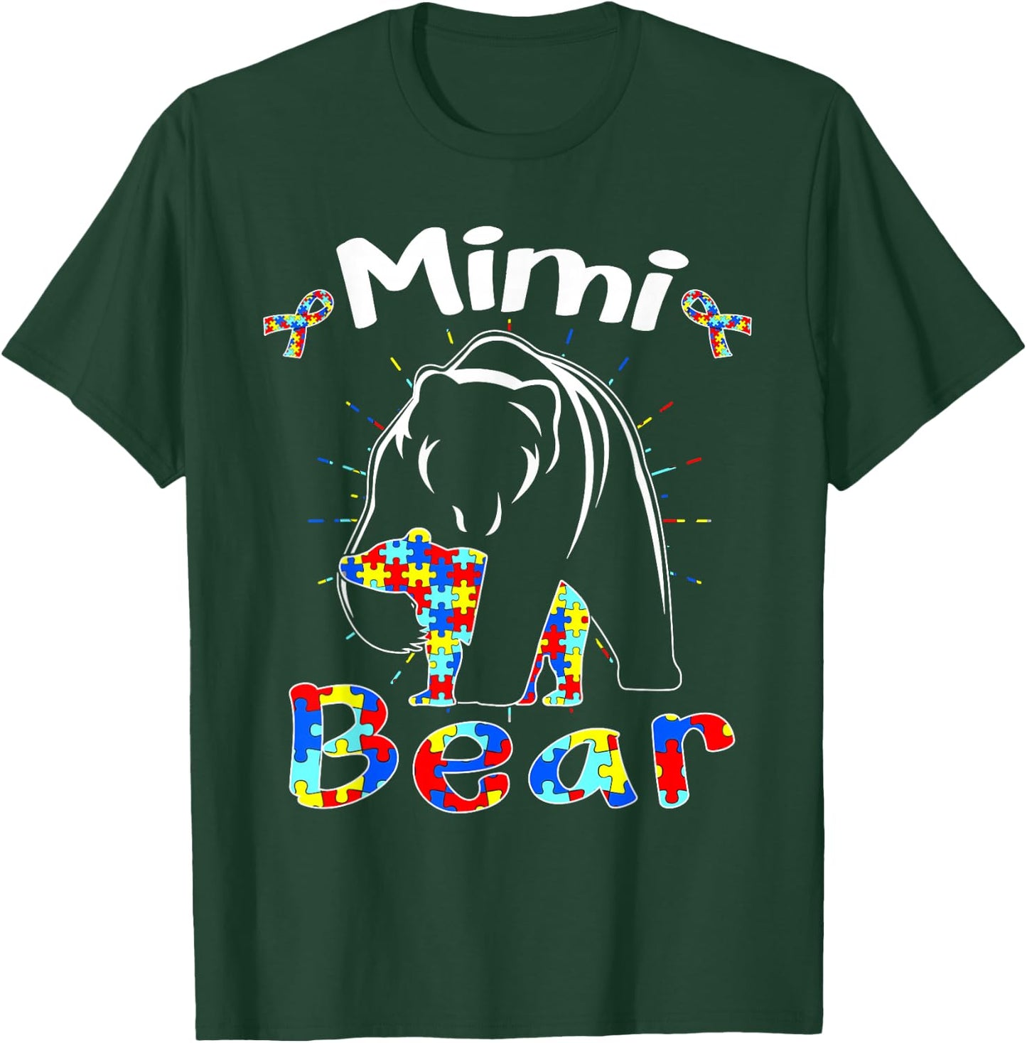 Cute Mimi Bear Autism Awareness Autistic Family Lover T-Shirt - T-Shirt | Forest