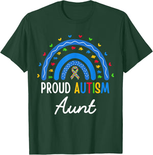 Proud Autism Aunt Rainbow Autism Awareness Aunt Nephew Niece T-Shirt - T-Shirt | Forest