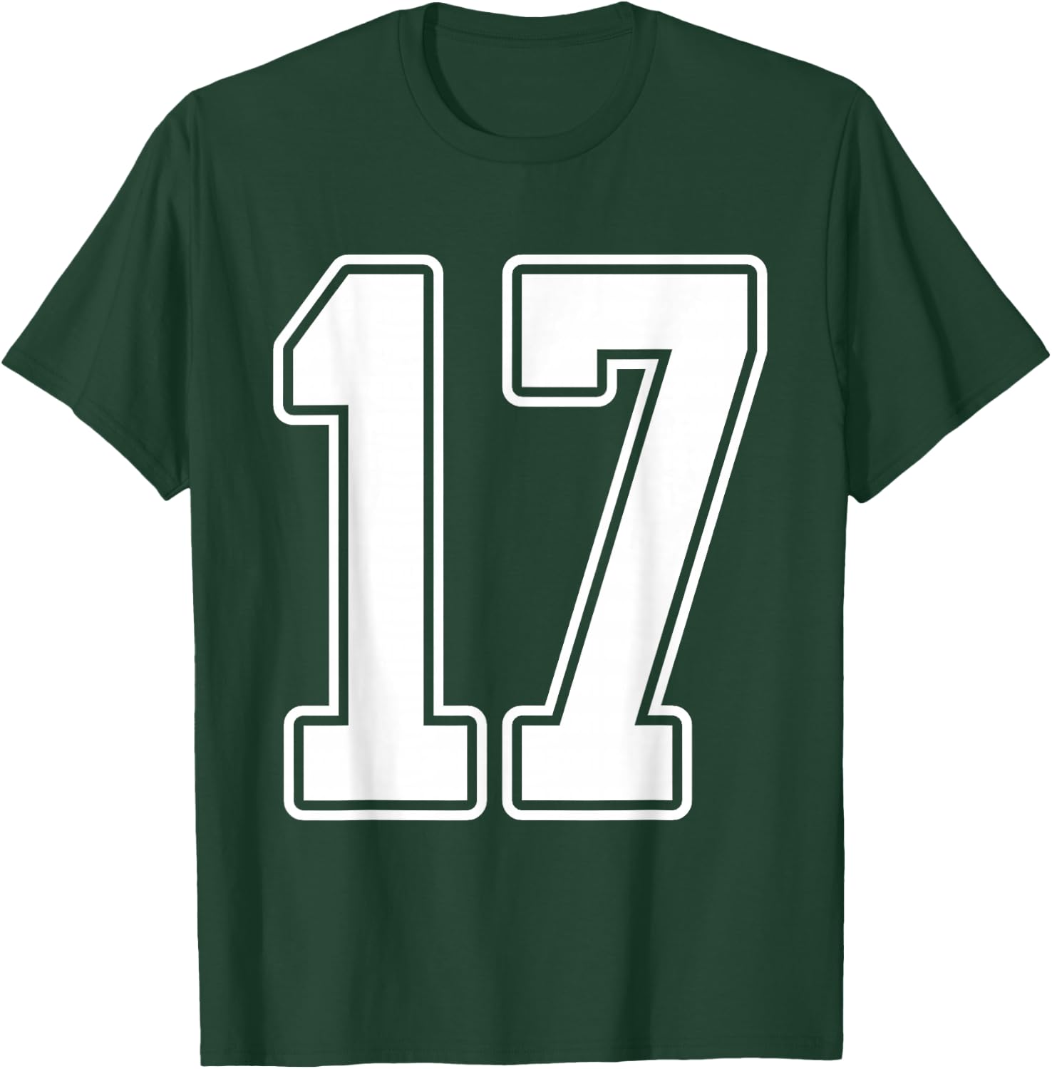 #17 White Outline Number 17 Sports Fan Jersey Style T-Shirt - T-Shirt | Forest