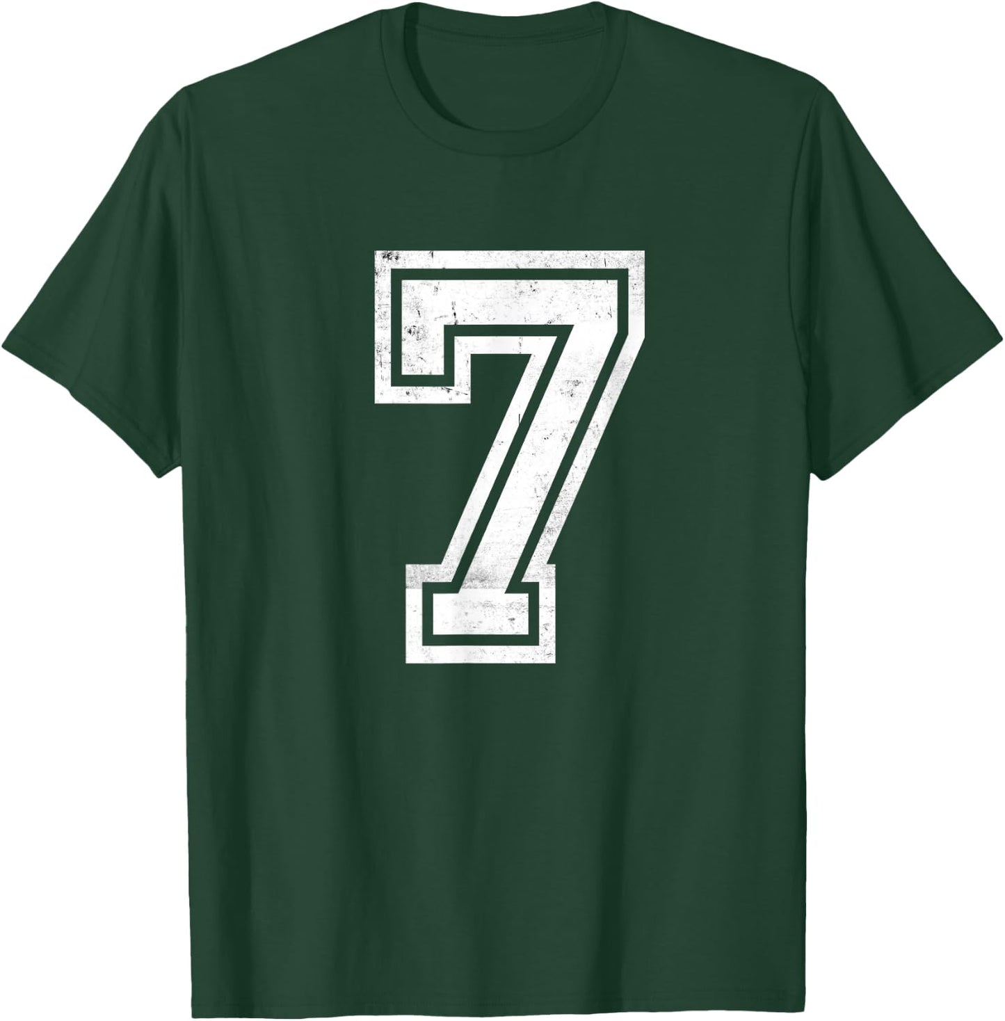 Number #7 Sport White Varsity Number T-Shirt - T-Shirt | Forest