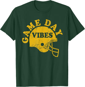 Football Game Day Vibes Yellow Helmet Men Women Kids Boys T-Shirt - T-Shirt | Forest