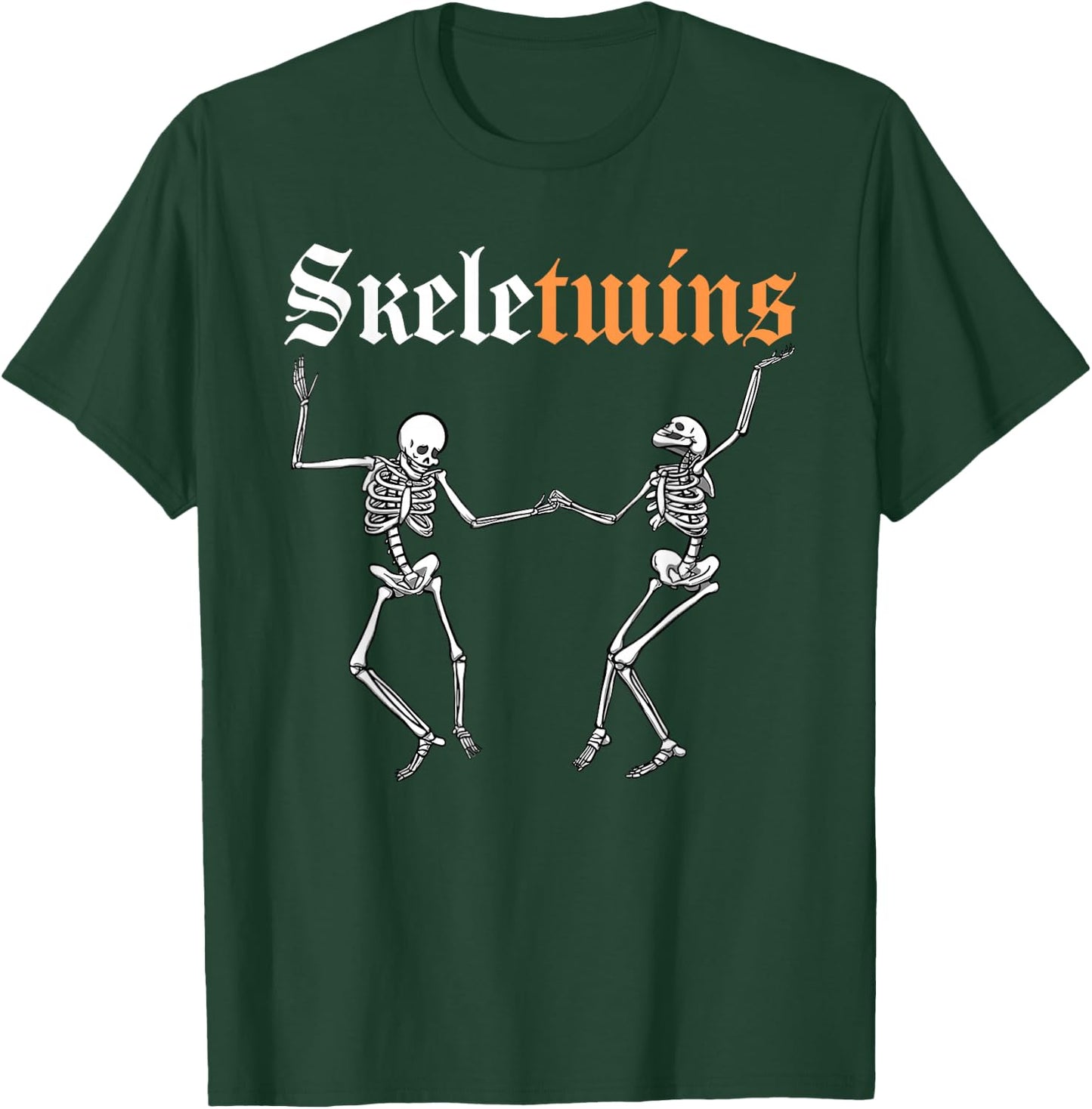 Twins Halloween Matching Skeletwins Funny Dancing Skeletons T-Shirt - T-Shirt | Forest