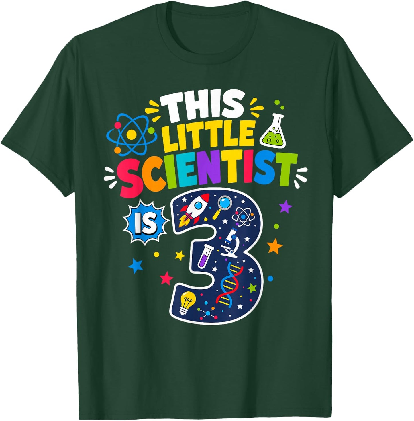 This Little Scientist is 3 3rd Birthday Science Kids T-Shirt - T-Shirt | Forest