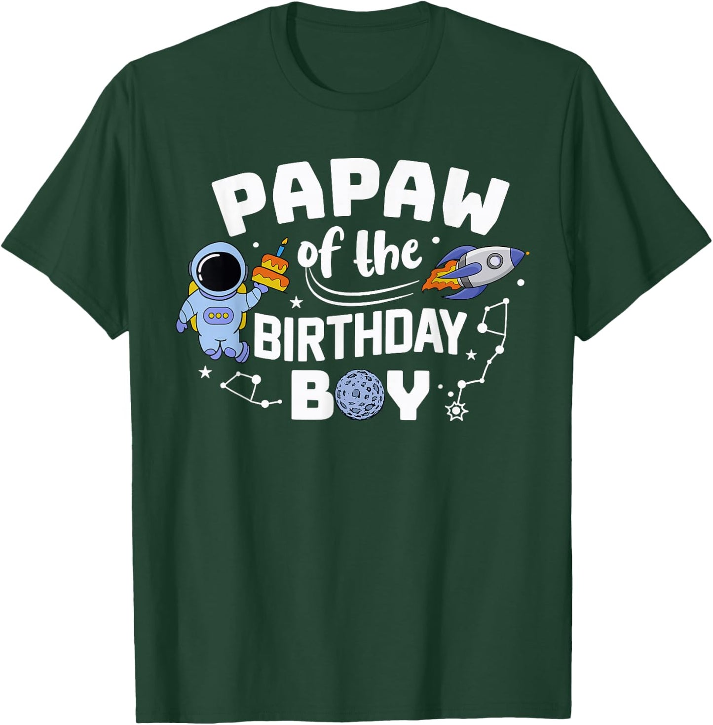 Papaw Of The Birthday Boy Astronaut Family Space Planets T-Shirt - T-Shirt | Forest