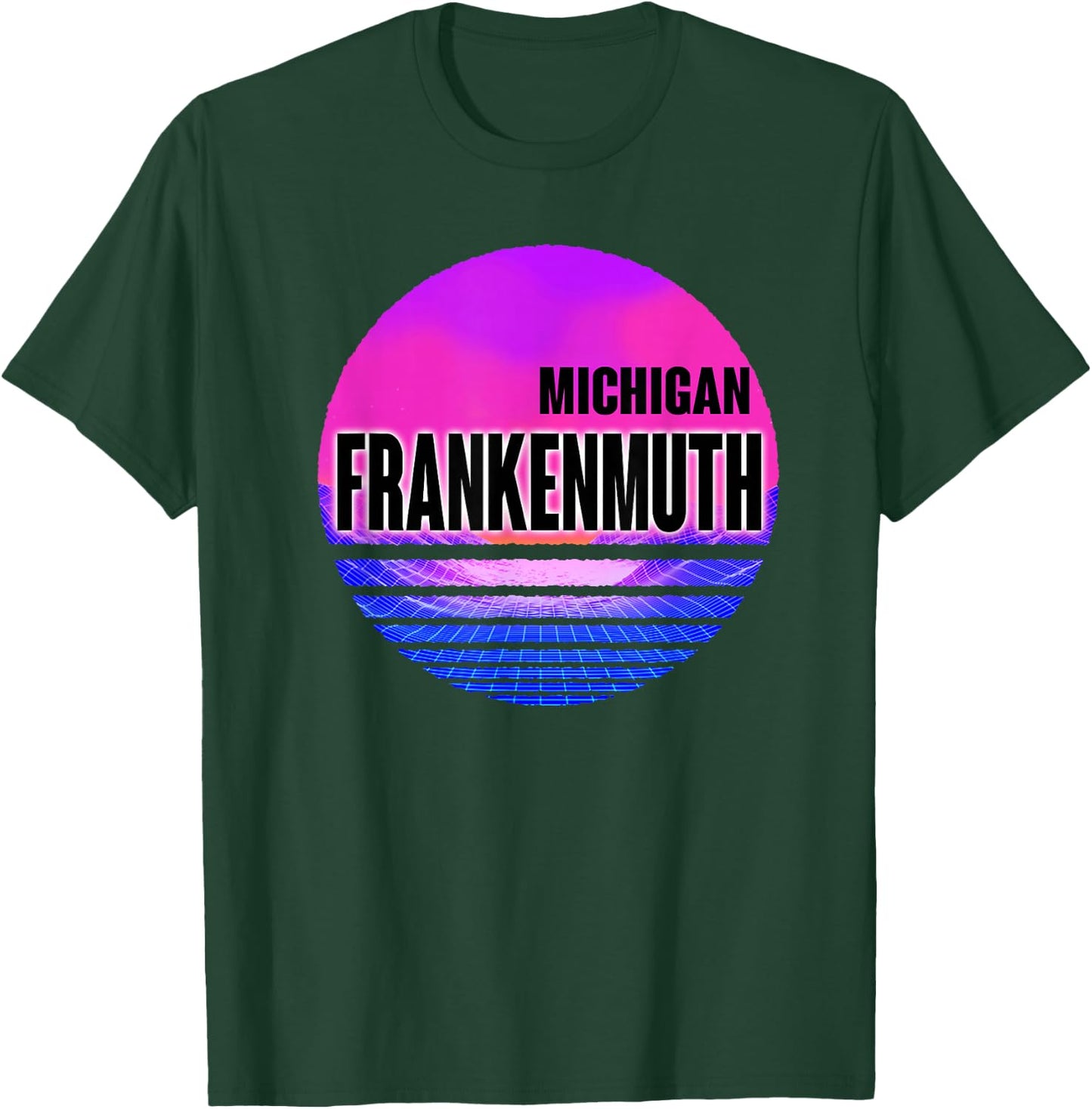 Vintage Frankenmuth Vaporwave Michigan T-Shirt - T-Shirt | Forest
