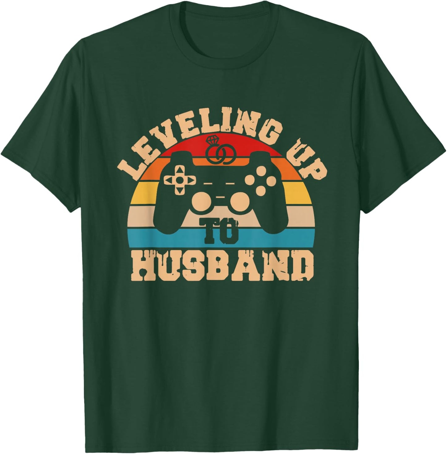 Leveling Up To Husband Newlywed Groom Video Game Lovers T-Shirt - T-Shirt | Forest