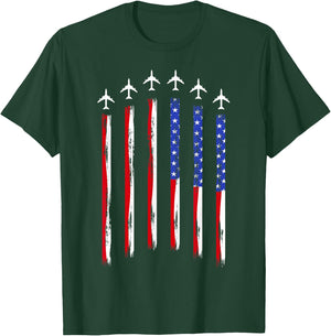 American Flag USA Fighter Jet For 4th Of July Patriotic T-Shirt - T-Shirt | Forest