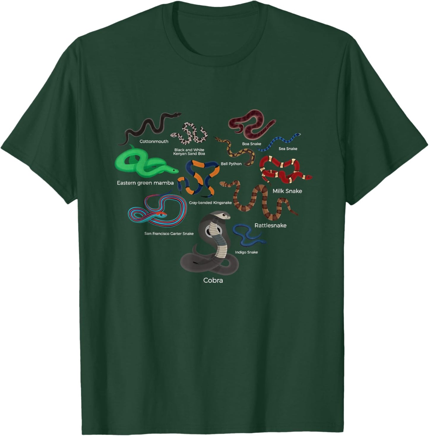 Herpetology type of snakes lover heart herping kids boys men T-Shirt - T-Shirt | Forest