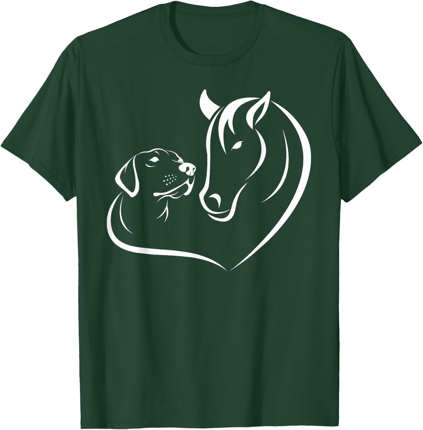 Horse and Dog Women and Men Motif Horse Dog Lover T-Shirt - T-Shirt | Forest