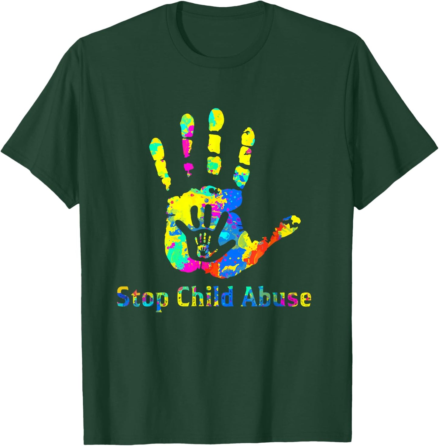Stop Child Abuse Prevention Awareness Month Blue Ribbon T-Shirt - T-Shirt | Forest