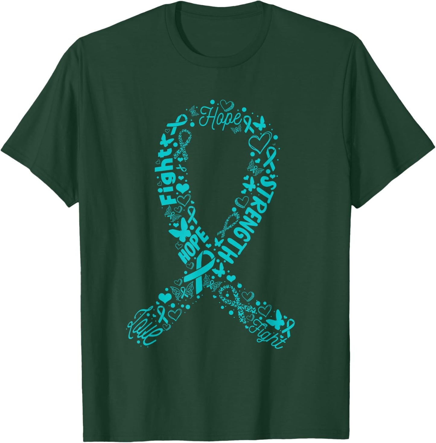 Ovarian Cancer Teal Awareness Ribbon Mother's Day T-Shirt - T-Shirt | Forest