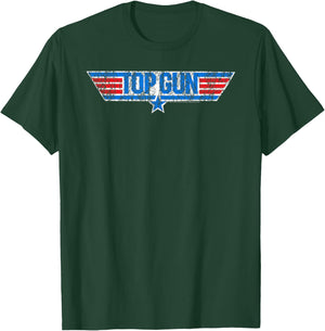 Top Gun Distressed Logo Action Movie T-Shirt - T-Shirt | Forest