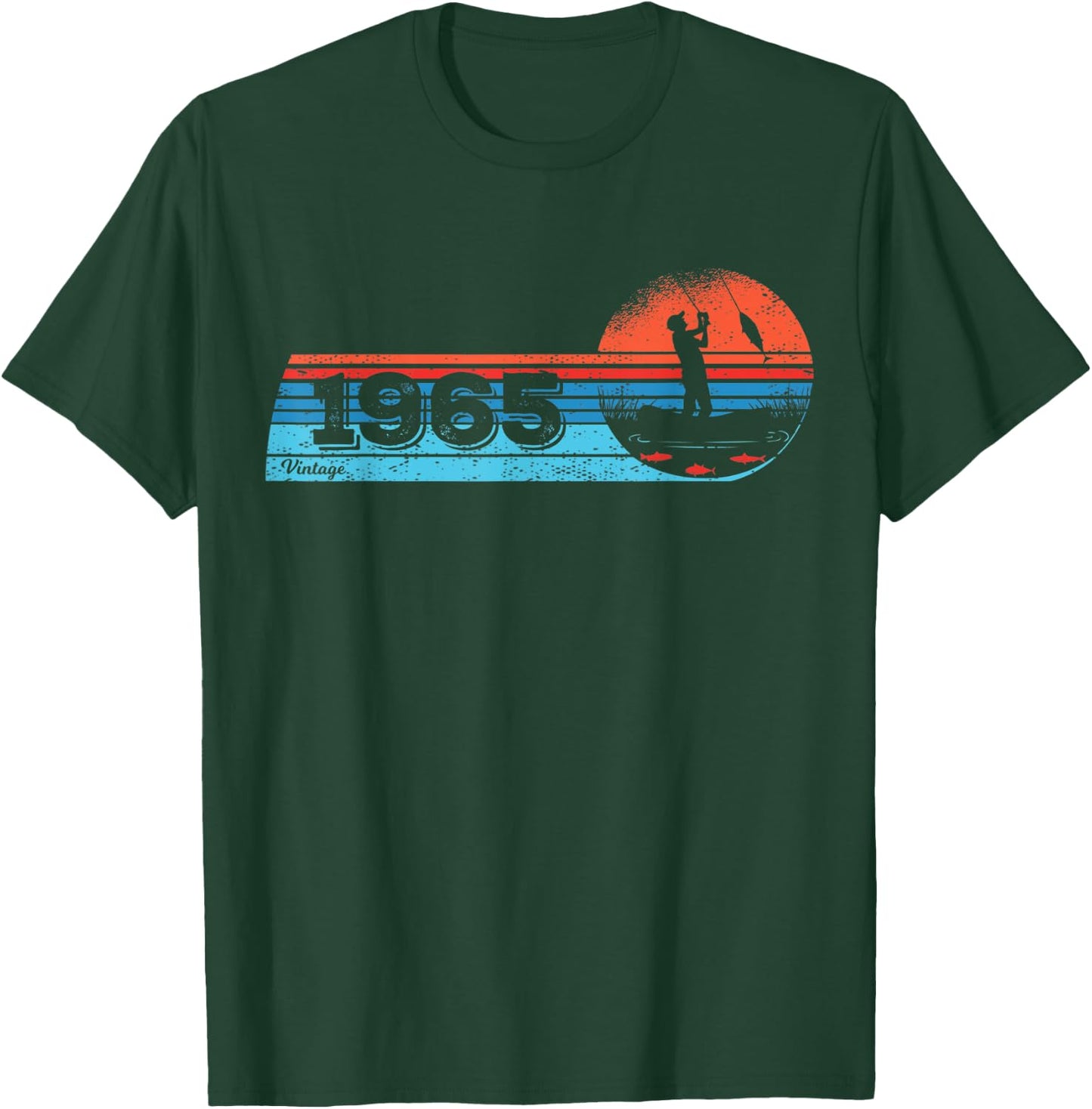 Fisher-men Vintage born 1965 Birthday Fly-fishing Fishing T-Shirt - T-Shirt | Forest