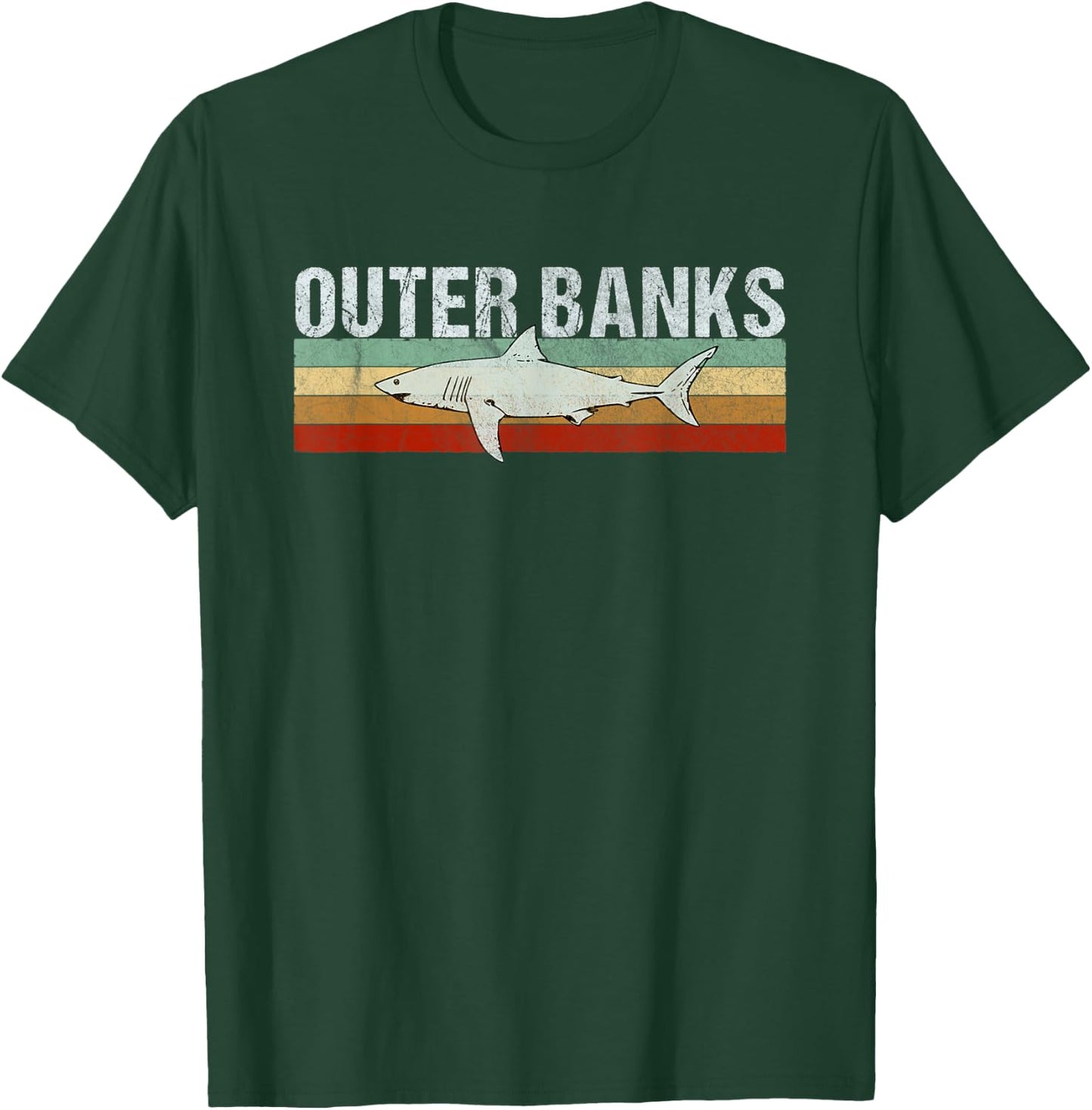 Outer Banks NC Shark T Shirt/North Carolina OBX Vintage T-Shirt - T-Shirt | Forest