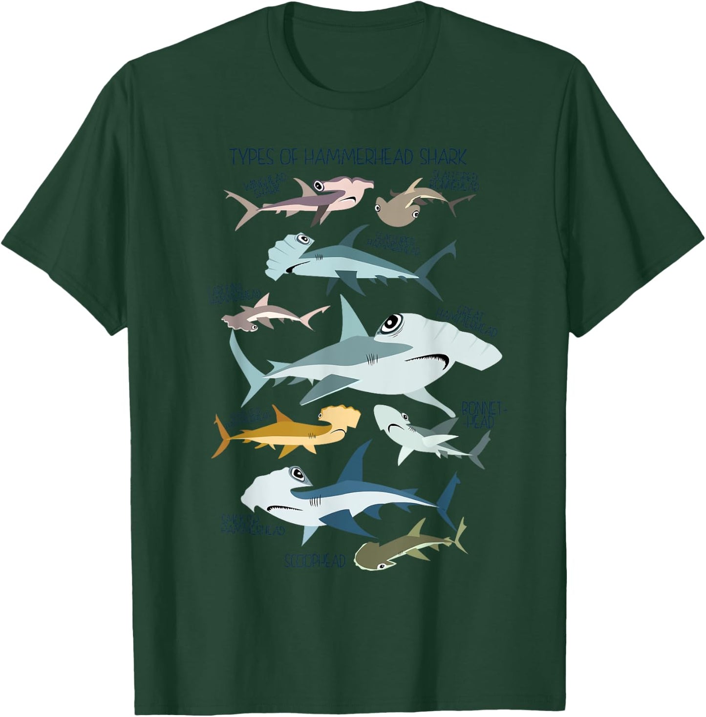 types of HAMMERHEAD shark guide T-Shirt - T-Shirt | Forest