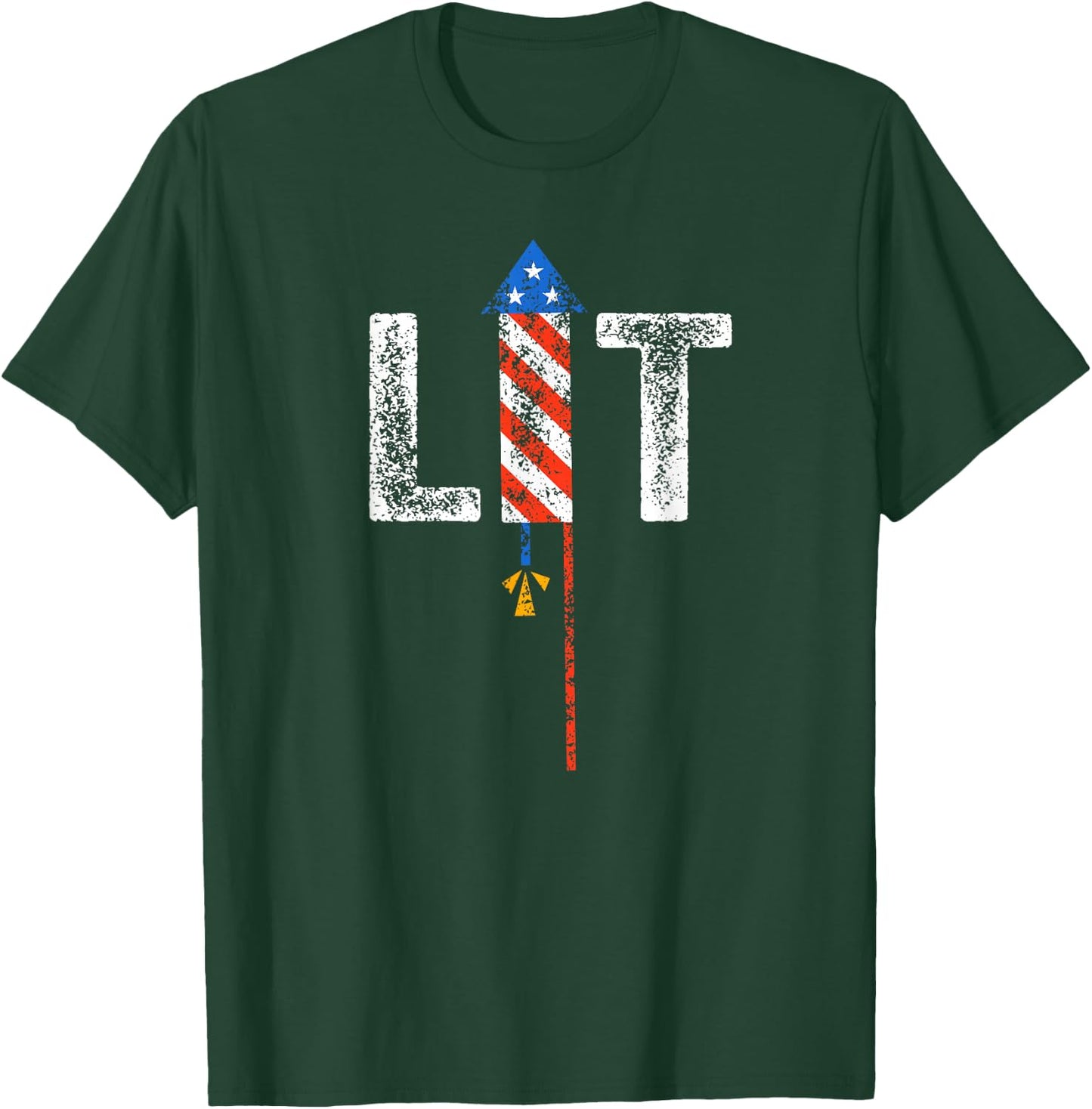 Lit 4th of July Patriotic American Fireworks USA Fourth T-Shirt - T-Shirt | Forest
