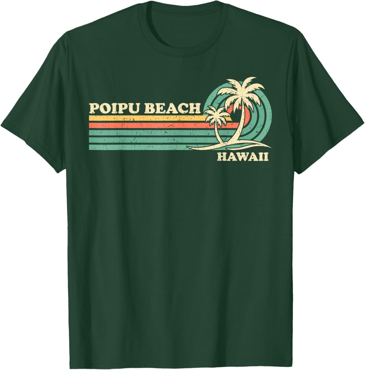 Vintage Retro Summer Vacation Hawaii Poipu Beach Men Women Kids T-Shirt - T-Shirt | Forest