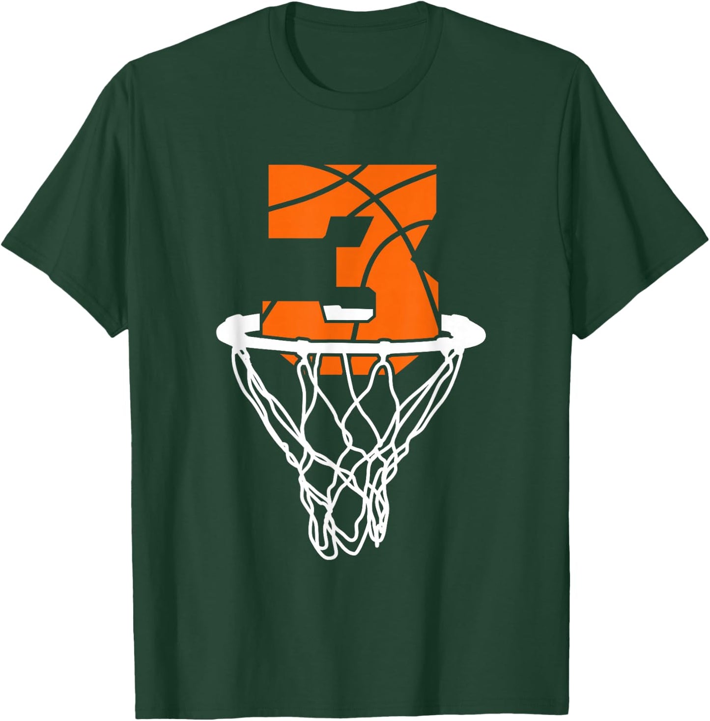 Cool Birthday Number Three Basketball Gift Shirt, Basketball T-Shirt - T-Shirt | Forest