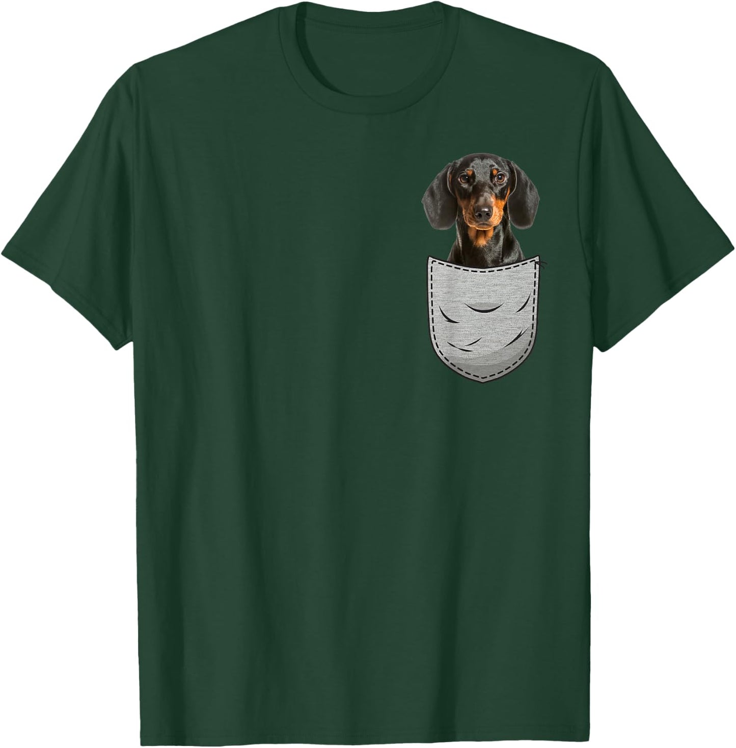 Dachshund Cap Dachshund Chest Bag Pocket Dog Owners T-Shirt - T-Shirt | Forest