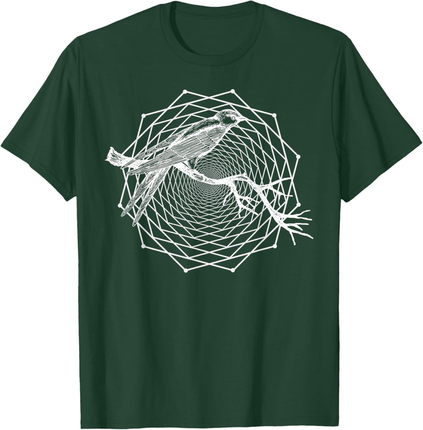 The Dharma Store - Dodeca Fractal Bird - Sacred Geometry T-Shirt - T-Shirt | Forest