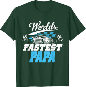 World's Fastest Papa Race Car Checkered Flag T-Shirt - T-Shirt | Forest