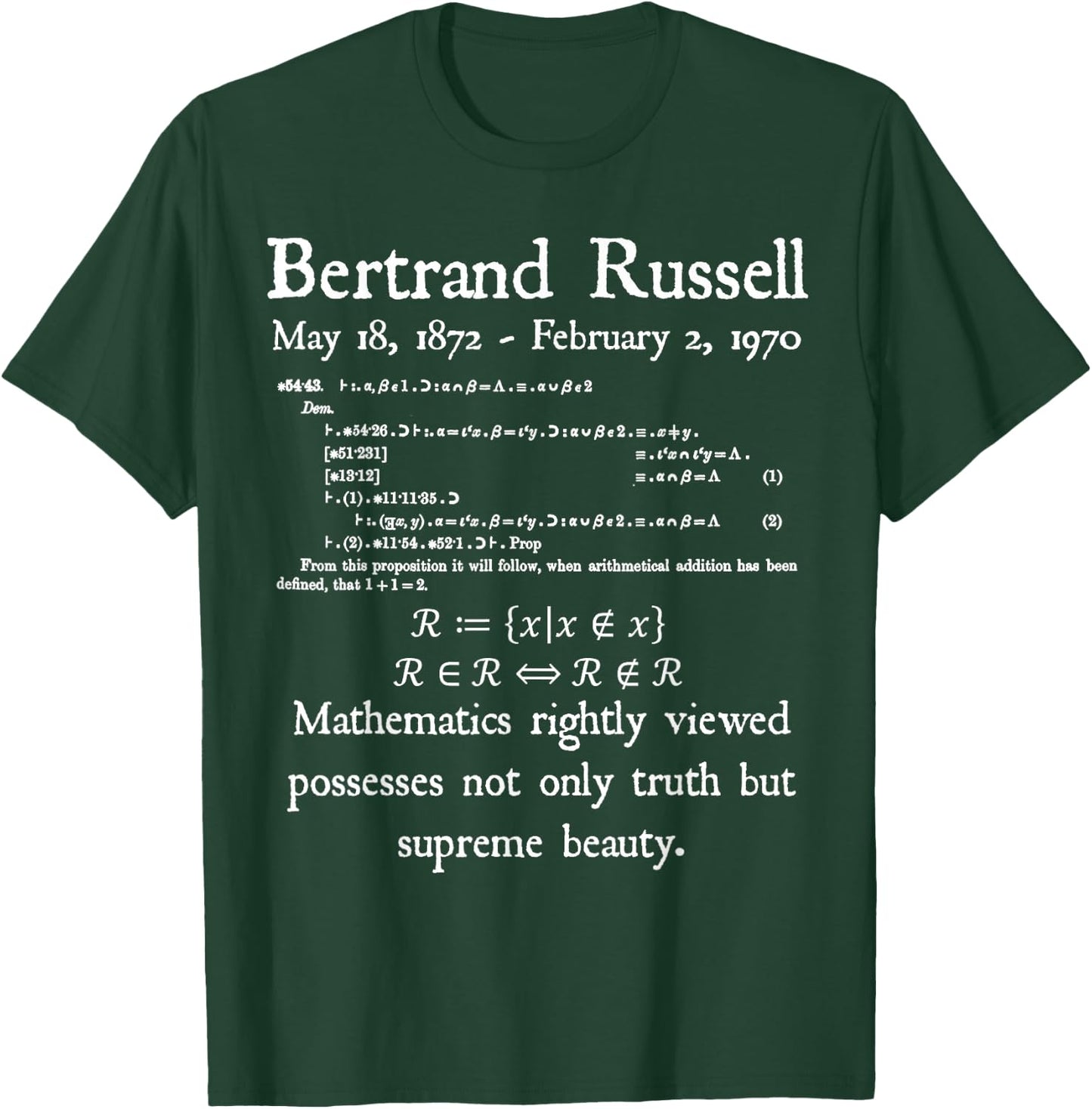 Nerdy Vintage Bertrand Russell Logic Algebra Math Teacher Women Kids T-Shirt - T-Shirt | Forest