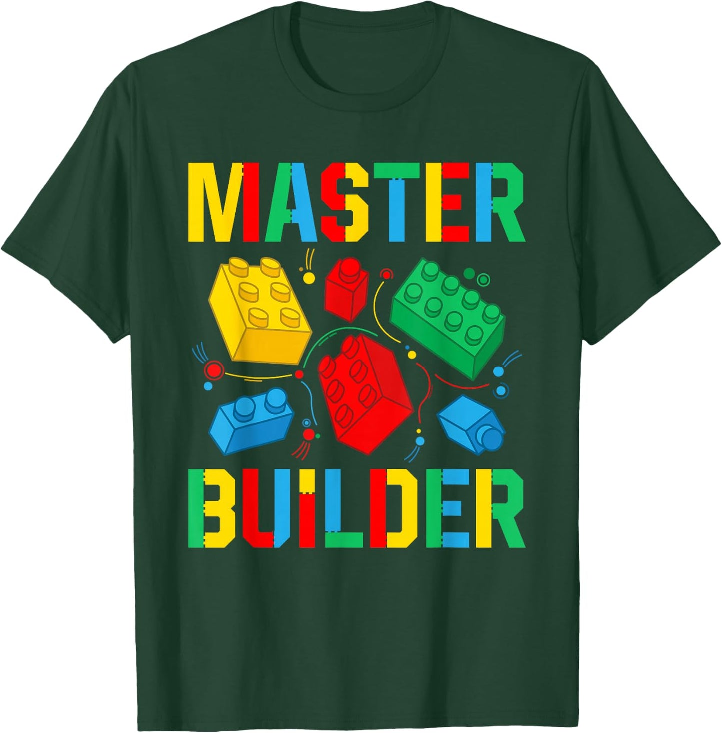 Master Builder Kids Building Blocks Brick Toy Master Builder Small T-Shirt - T-Shirt | Forest