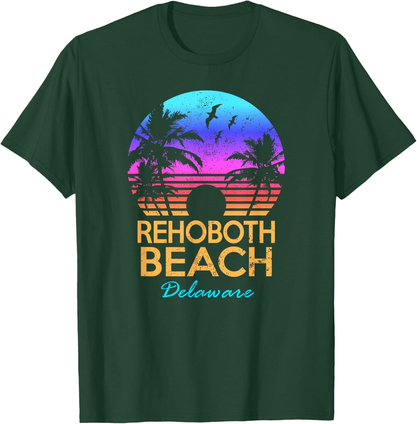 Rehoboth Beach Delaware Summer Vacation Retro Vintage Sunset Men Women Kids T-Shirt - T-Shirt | Forest