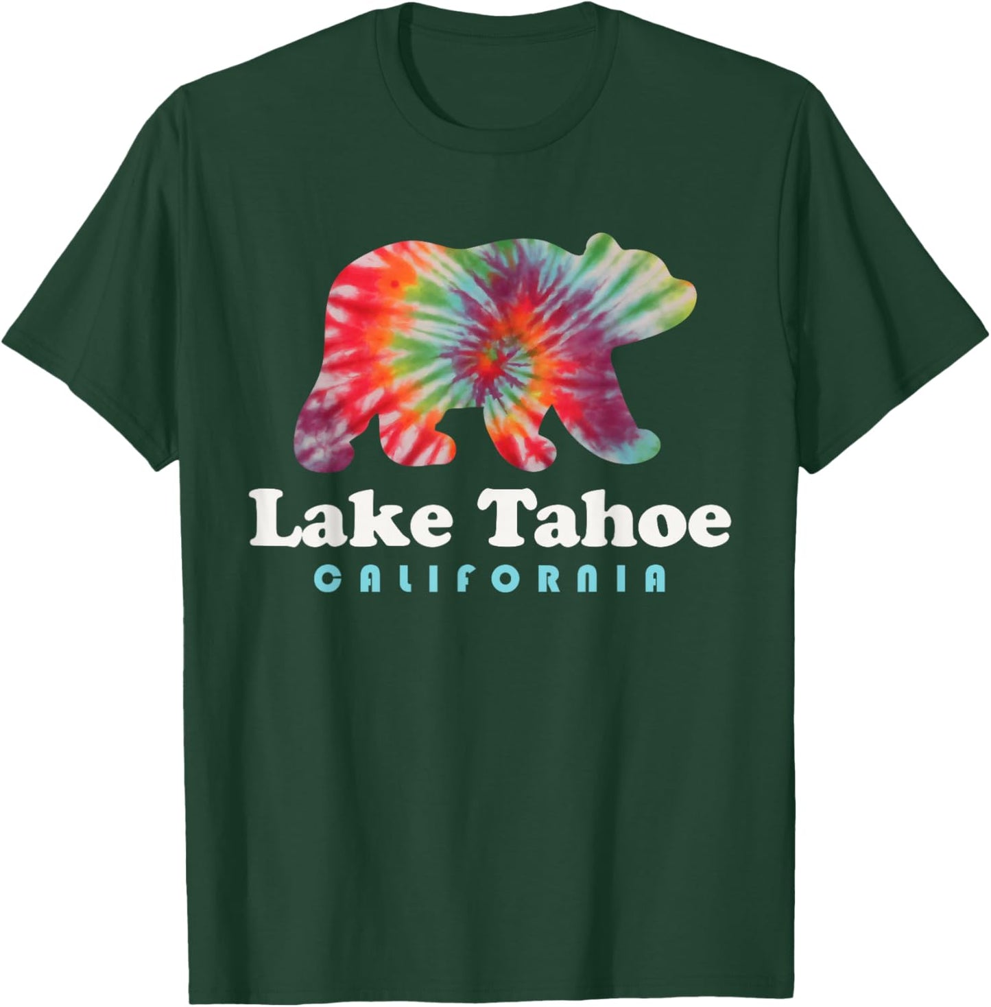 Lake Tahoe California Bear Tie Dye Hippie CA T-Shirt - T-Shirt | Forest