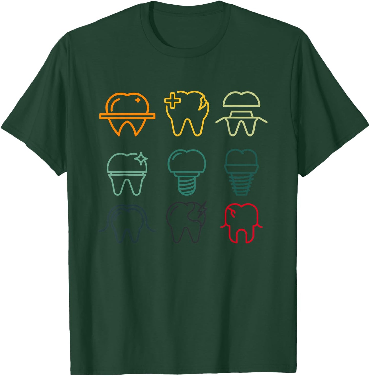 Retro Teeth Dentist Practice Dentistry Dental Aid T-Shirt - T-Shirt | Forest