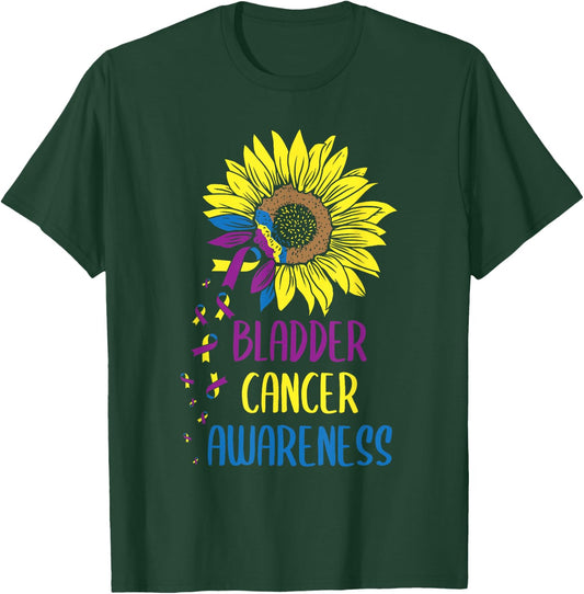 Bladder Cancer Awareness - Bladder Cancer Survivor Sunflower T-Shirt - T-Shirt | Forest