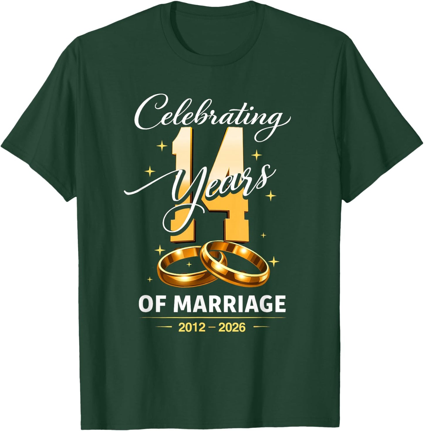 14 Years Married Anniversary for Couples Since 2012 T-Shirt - T-Shirt | Forest