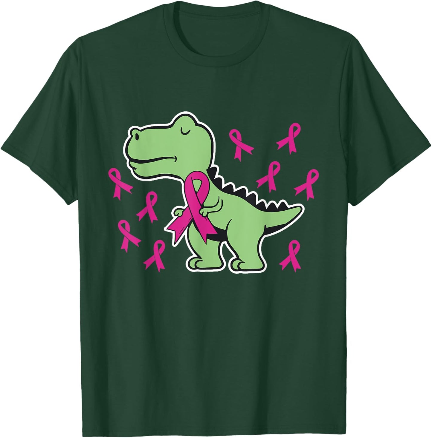 Pink Ribbon T-Rex Kids Breast Cancer Awareness Boys Toddler T-Shirt - T-Shirt | Forest