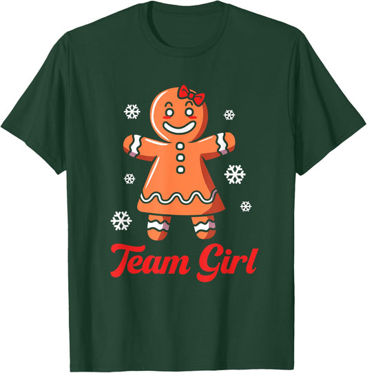 Christmas Gingerbread Team Girl Gender Reveal T-Shirt - T-Shirt | Forest