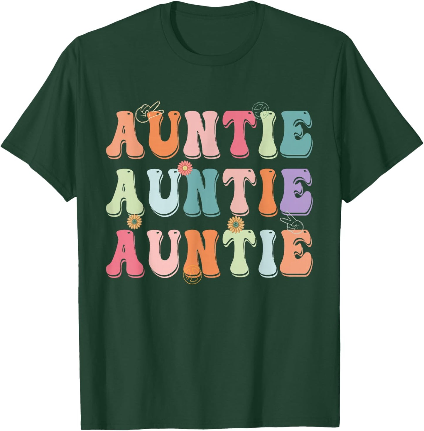 Groovy Auntie Family Matching Mother's Day Party T-Shirt - T-Shirt | Forest