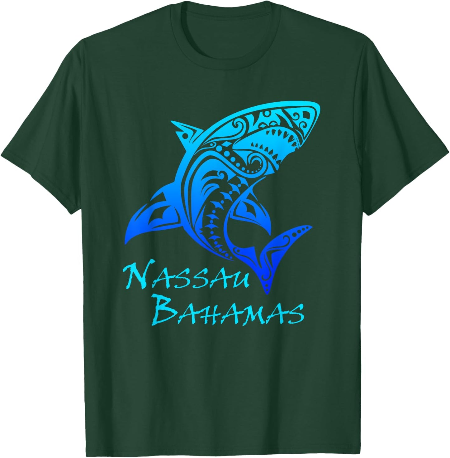 Nassau Bahamas Vintage Retro Tribal Shark Vacation T-Shirt - T-Shirt | Forest