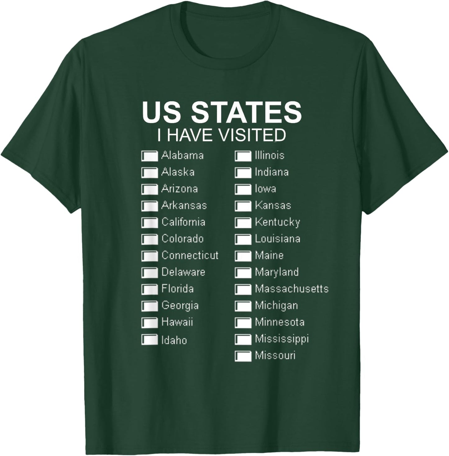 US States I Have Visited All 50 States Travel Bucket List T-Shirt - T-Shirt | Forest