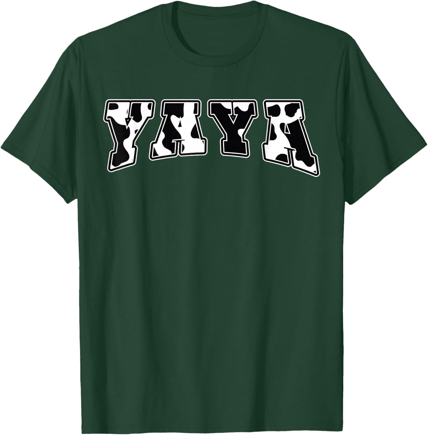 YaYa Cow Print Cow Pattern Cute Mother Grandma Matching T-Shirt - T-Shirt | Forest