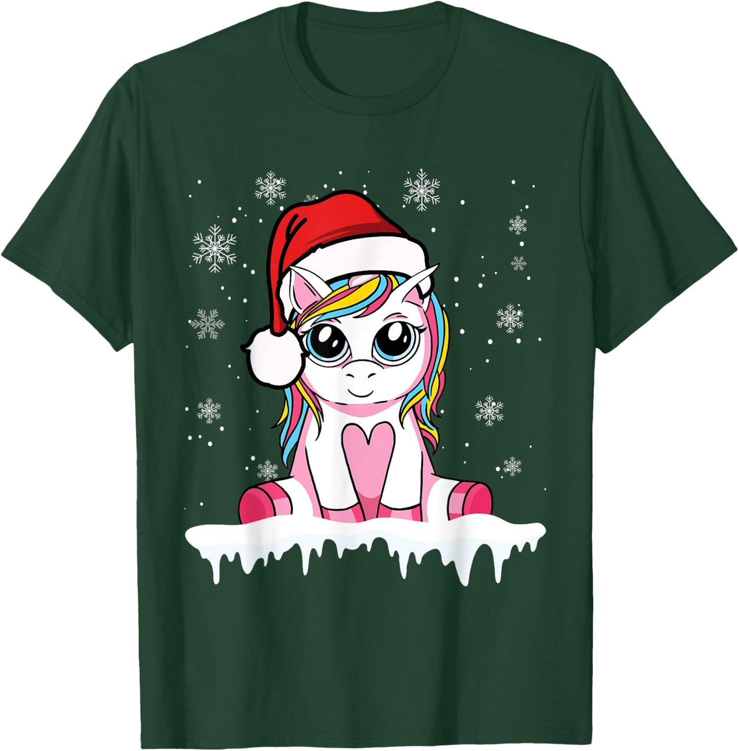 Cute Christmas Shirt Girls Women Santa Unicorn Christmas T-Shirt - T-Shirt | Forest