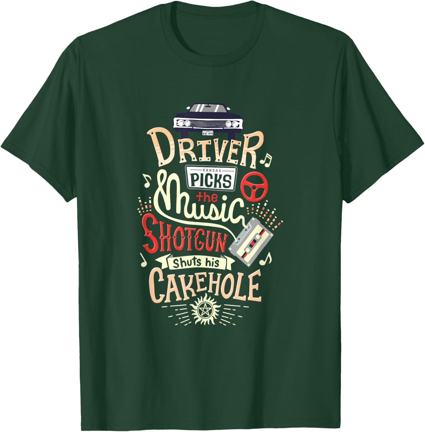 Driver Picks The Music Shotgun Shuts His Cakehole T-Shirt - T-Shirt | Forest