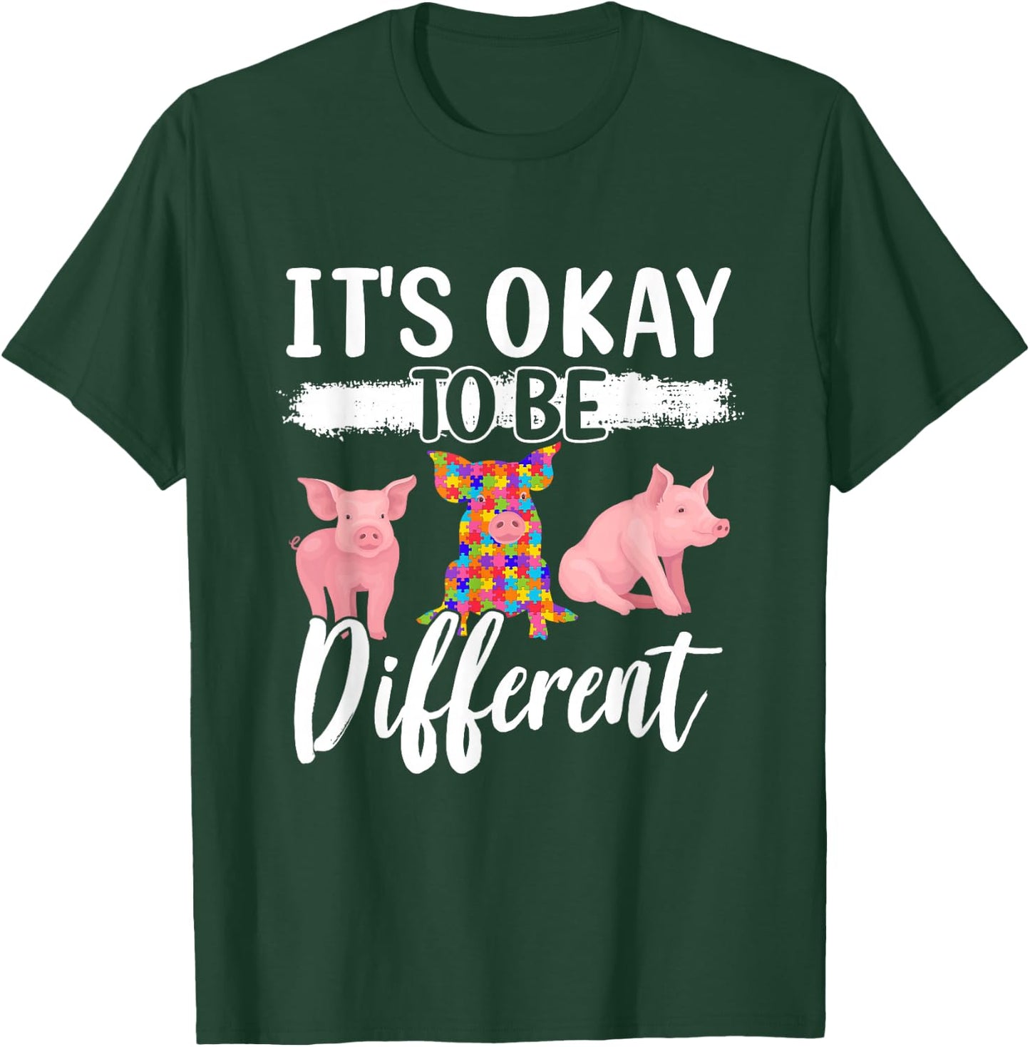 Funny Pig Lover Graphic Autism Awareness Women Men Kids Pig T-Shirt - T-Shirt | Forest
