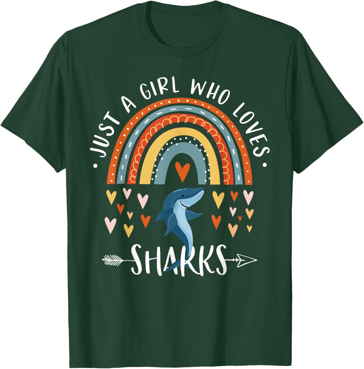 Just A Girl Who Loves Sharks Rainbow Gifts For Shark Lover T-Shirt - T-Shirt | Forest
