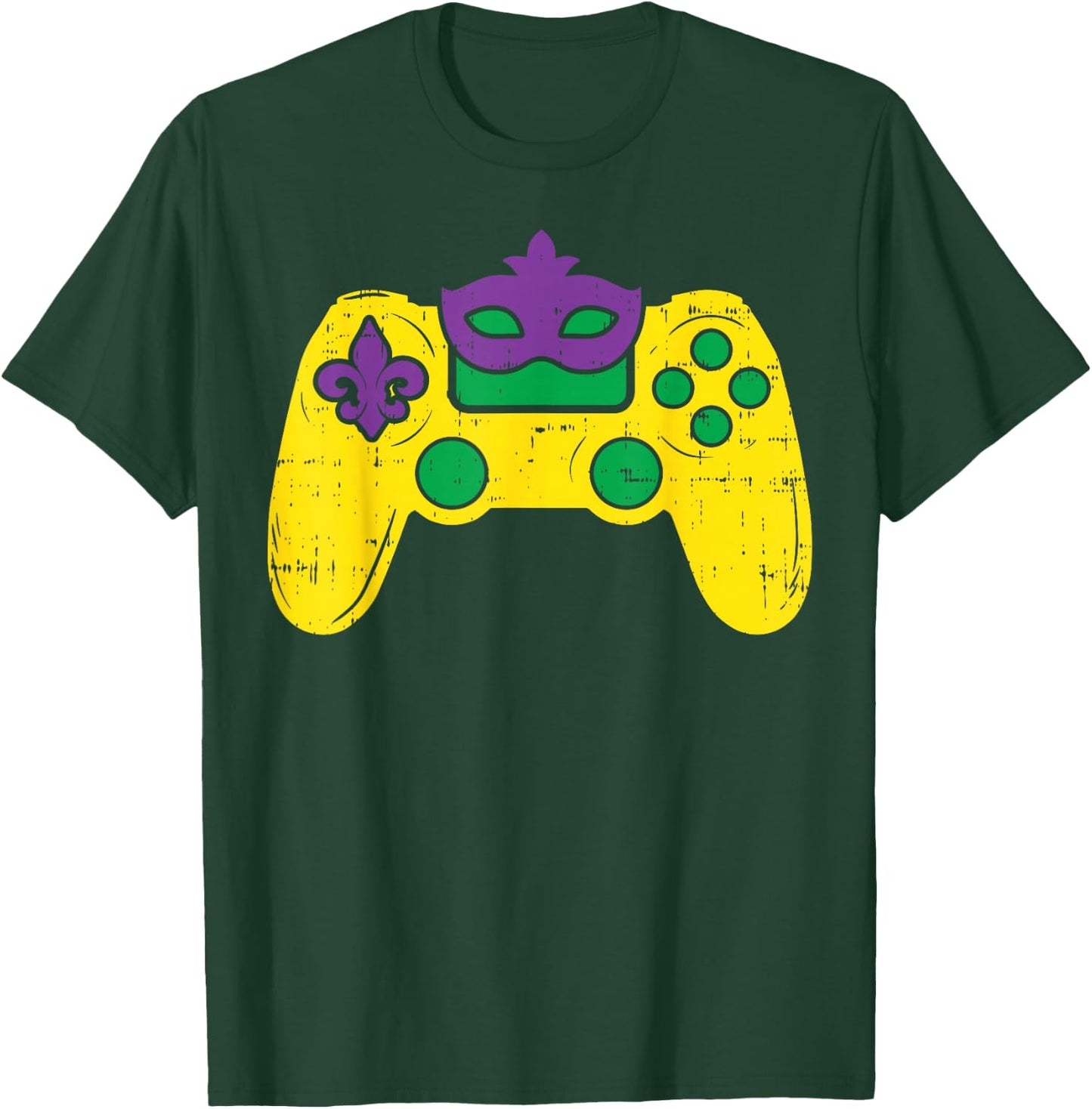 Video Game Controller Gamer E-Sports Mardi Gras Boys Men T-Shirt - T-Shirt | Forest