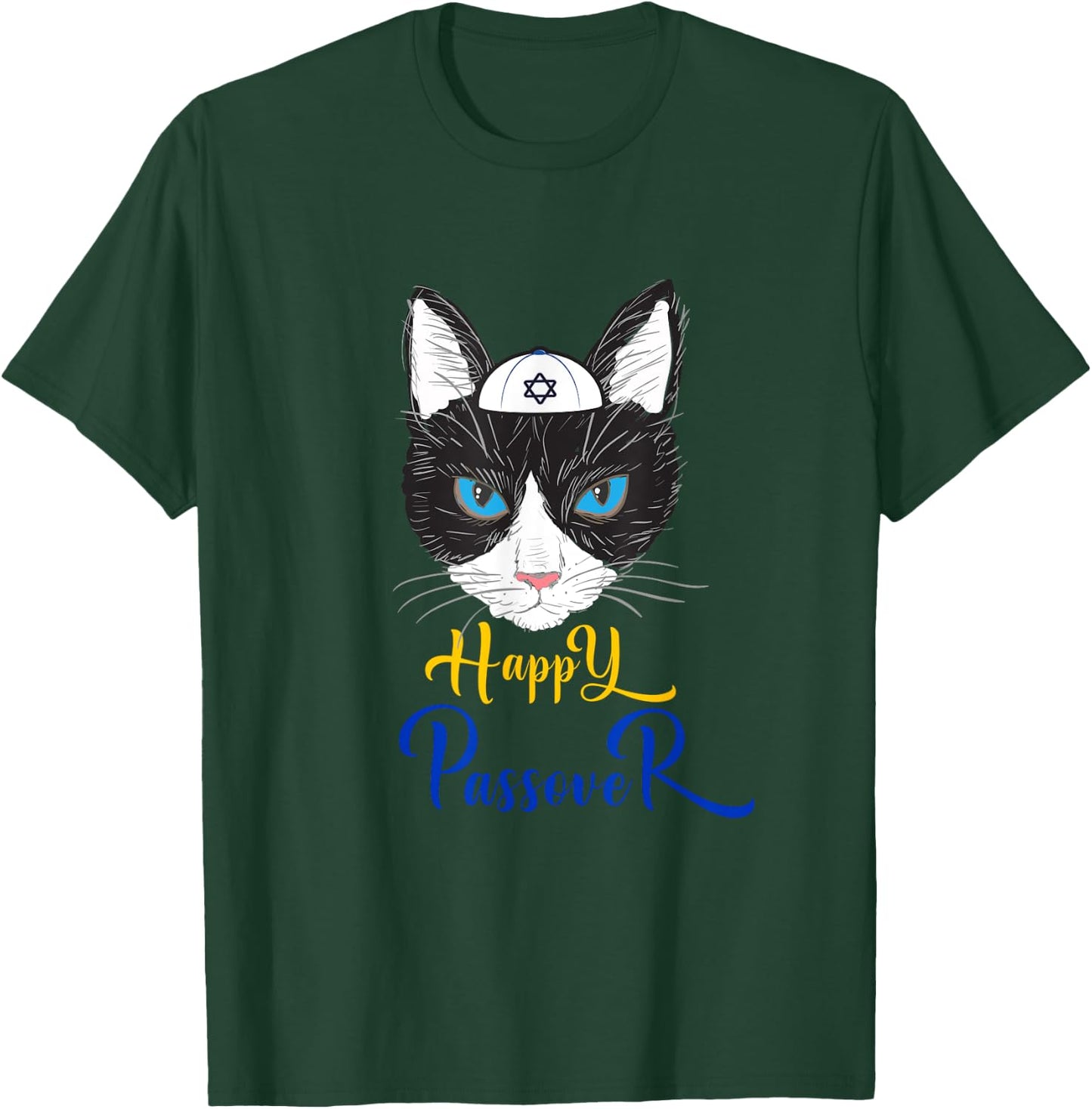 Passover Funny Happy Passover cat funny Seder Jewish holiday Men Women Girls Kids T-Shirt - T-Shirt | Forest