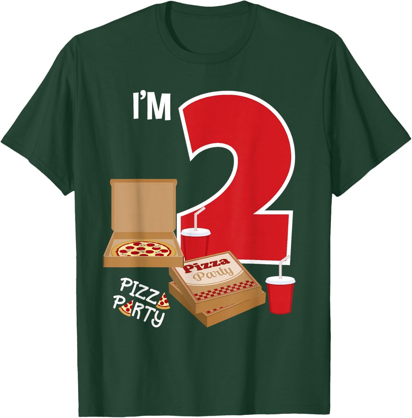 I'm 2 Pizza Theme Birthday Pizza Lover Pizza Party 2nd Bday T-Shirt - T-Shirt | Forest