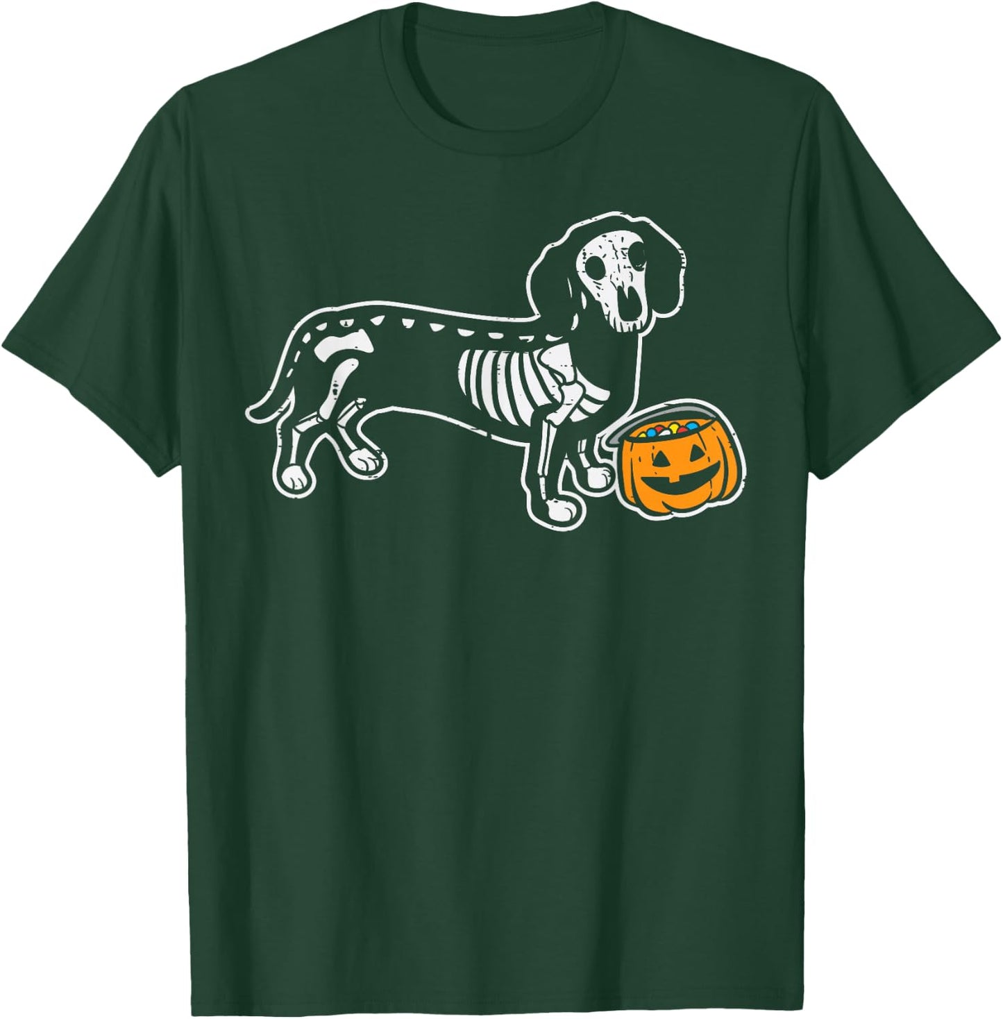 Dachshund Skeleton Jack O Lantern Funny Halloween Wiener Dog T-Shirt - T-Shirt | Forest